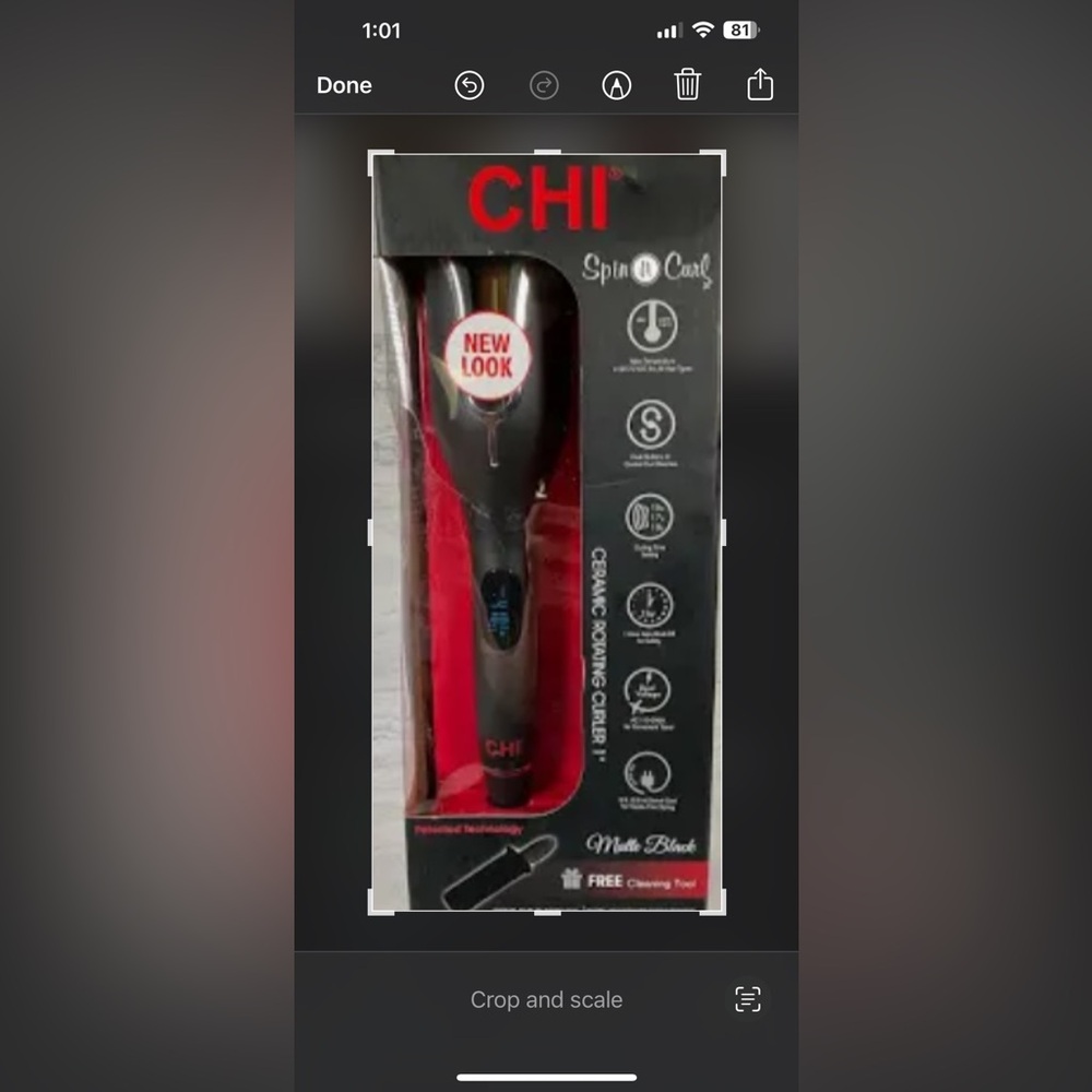 CHI SPIN N CURL ROTATING 1”CURLER MATT BLACK.EASY TO USE